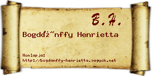 Bogdánffy Henrietta névjegykártya